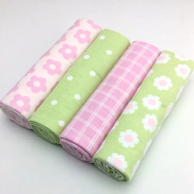 Set de 4 draps pour bébé en flanelle douce