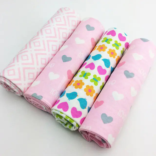 Set de 4 draps pour bébé en flanelle douce