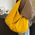 Sac à épaule grande capacité en toile jaune