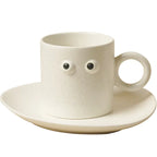 Mug en céramique “Gros Yeux” avec assiette – Style nordique