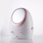 Boîte à maquillage avec miroir LED et rangement skincare
