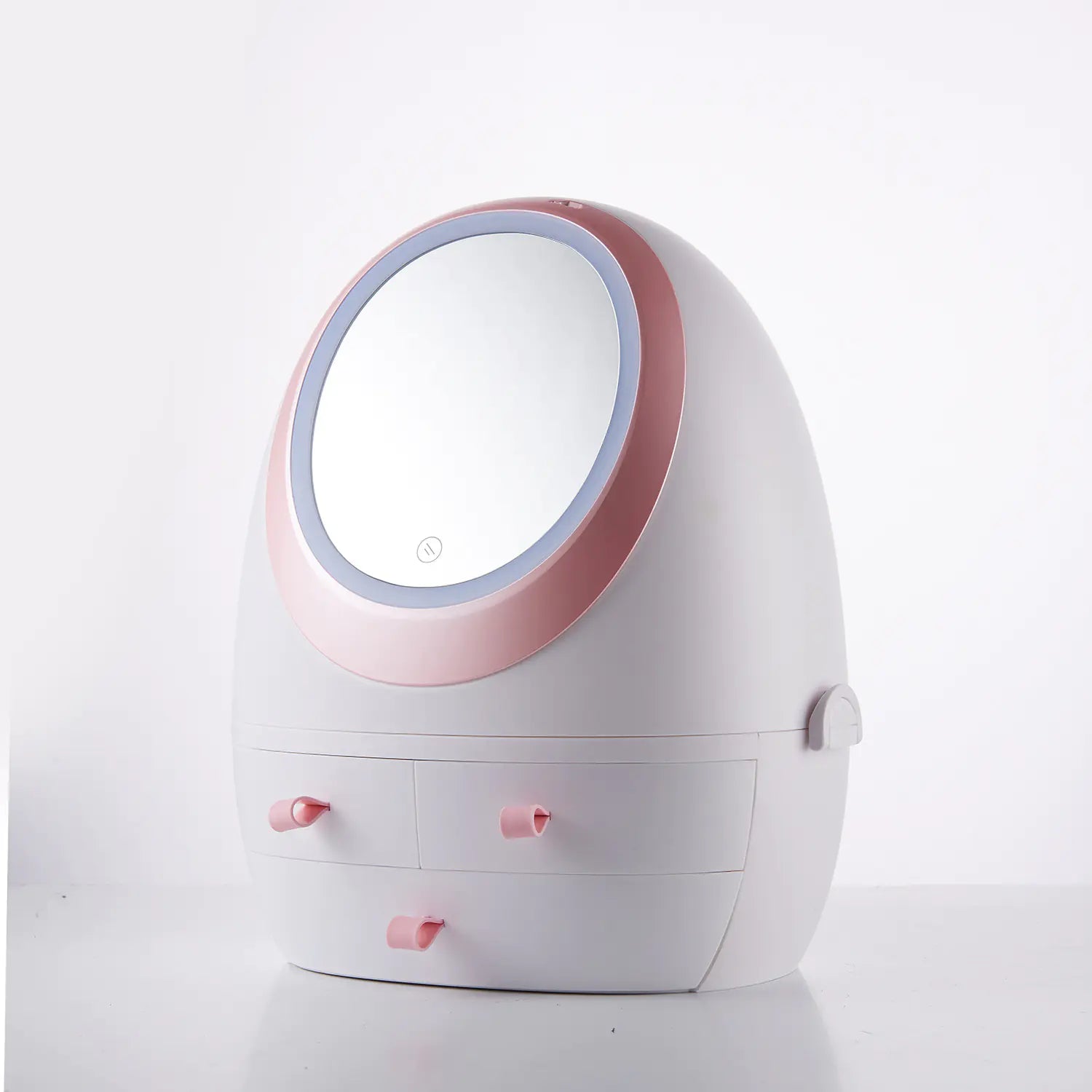 Boîte à maquillage avec miroir LED et rangement skincare