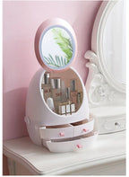 Boîte à maquillage avec miroir LED et rangement skincare