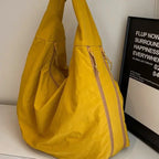 Sac à épaule grande capacité en toile jaune