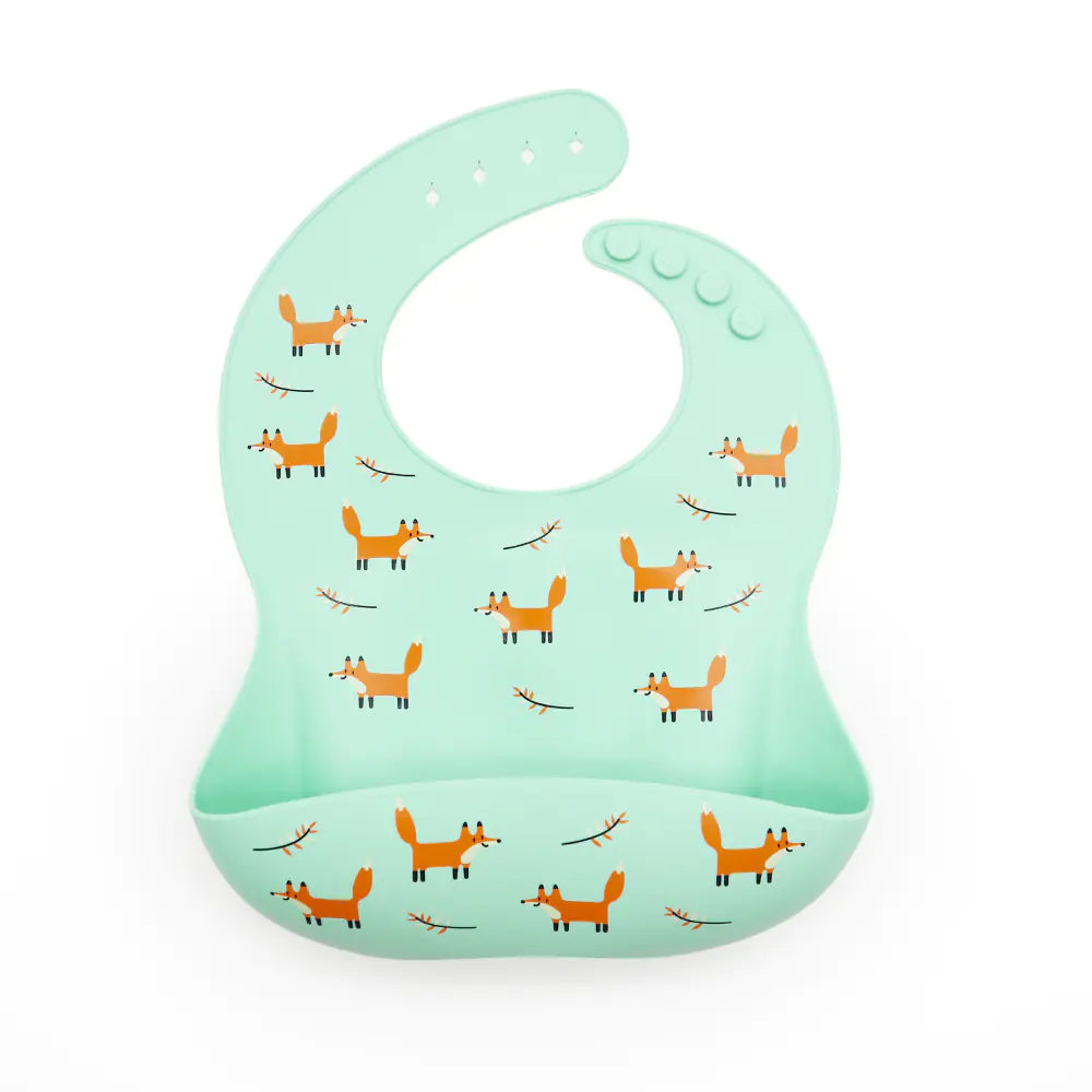 Bavoir bébé imperméable en silicone avec poche de récupération