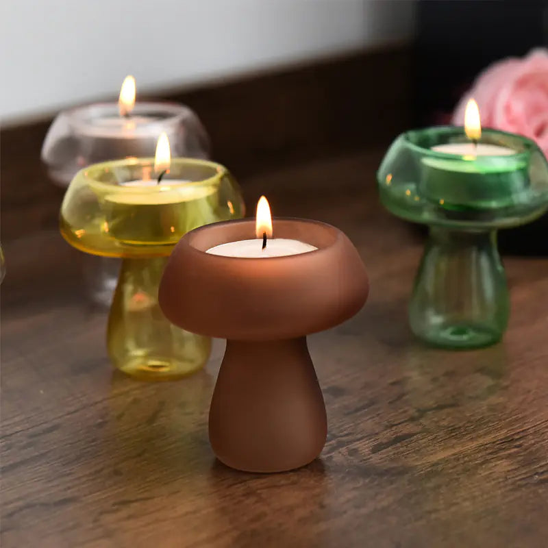 Bougeoirs champignon en verre