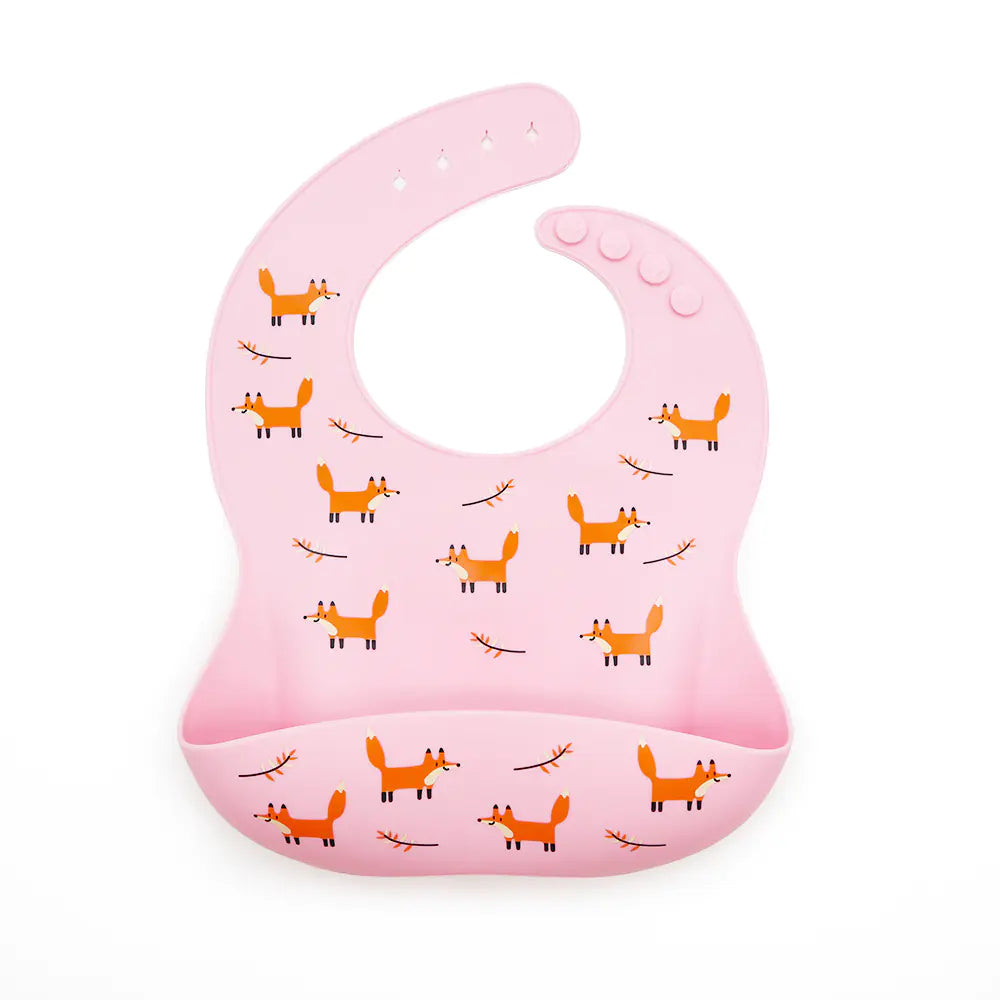 Bavoir bébé imperméable en silicone avec poche de récupération