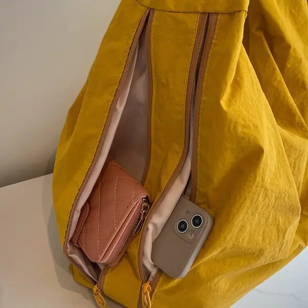 Sac à épaule grande capacité en toile jaune