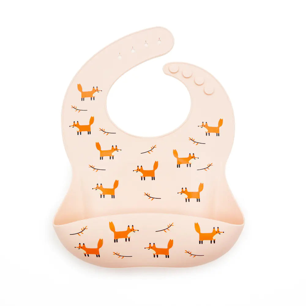 Bavoir bébé imperméable en silicone avec poche de récupération