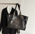 Sac à épaule rétro similicuir noir