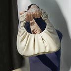 Sac à épaule similicuir plissé blanc