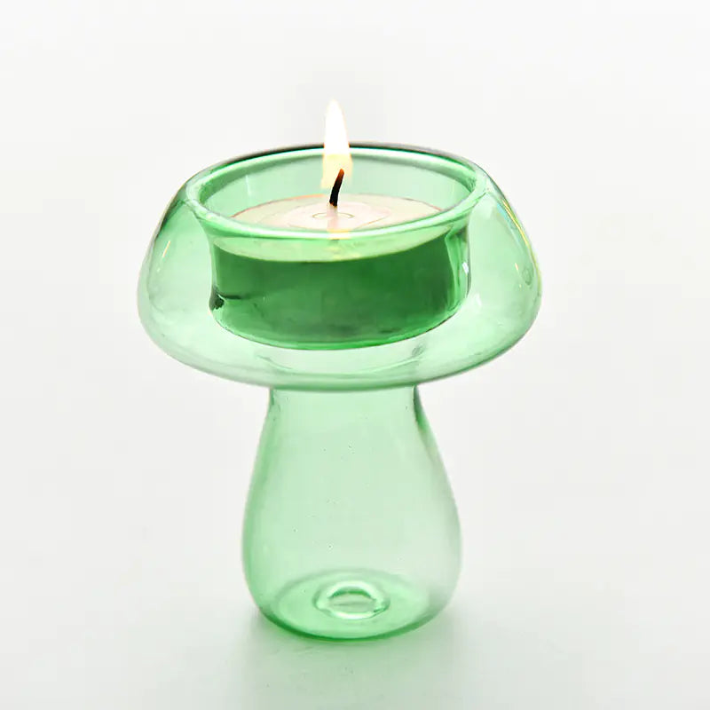 Bougeoir champignon en verre créatif pour décoration moderne