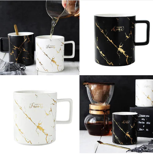 Mug motif marbre avec accents dorés