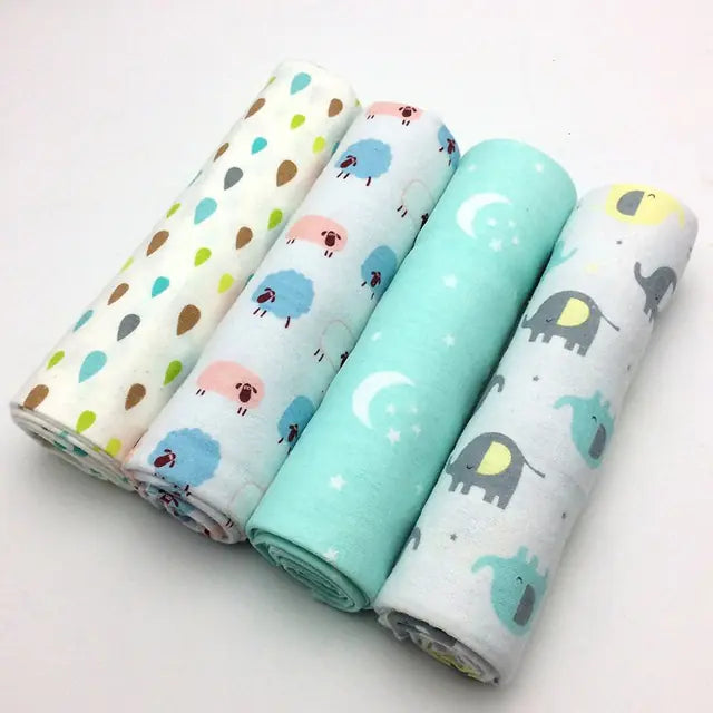 Set de 4 draps pour bébé en flanelle douce