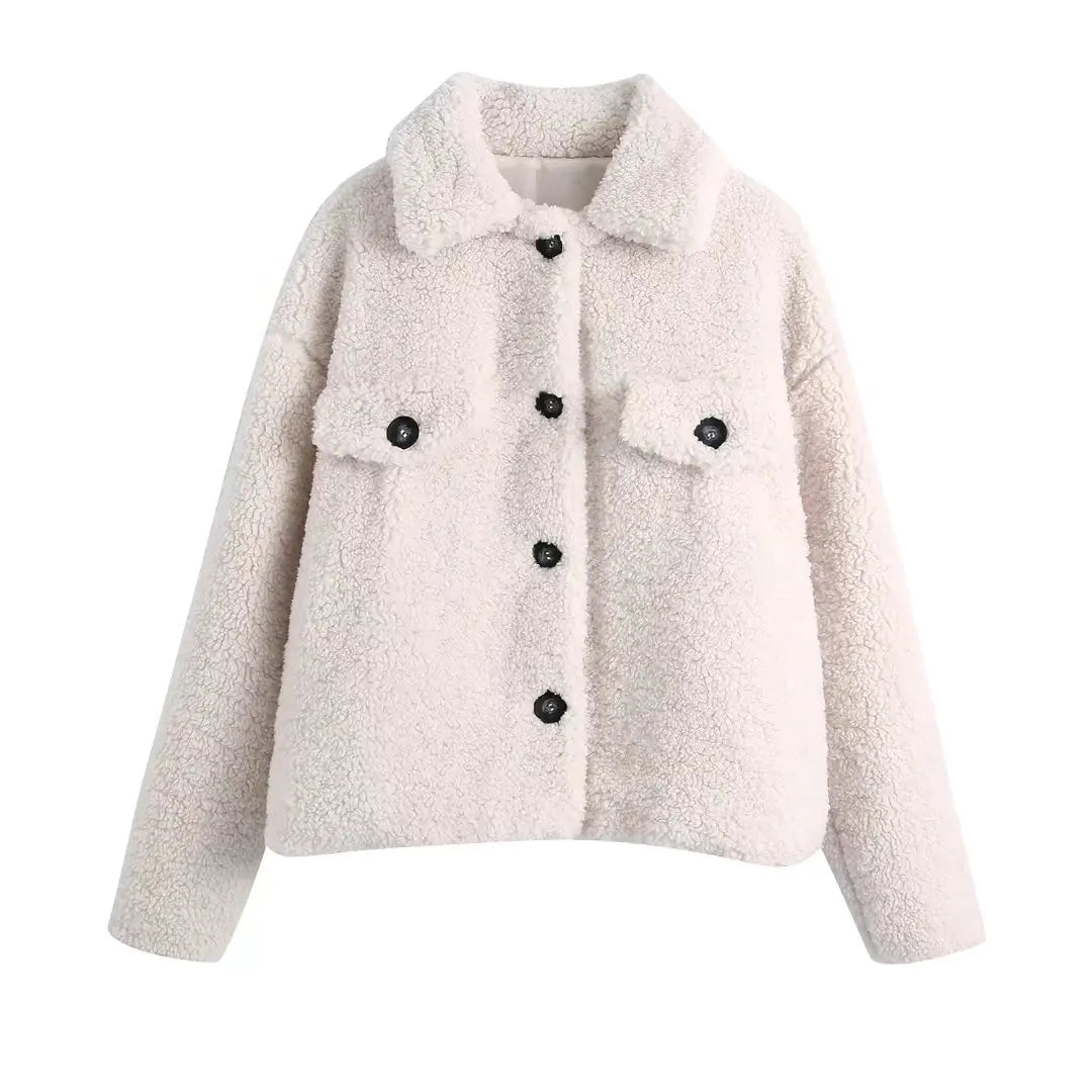Manteau beige boutonnage simple chic