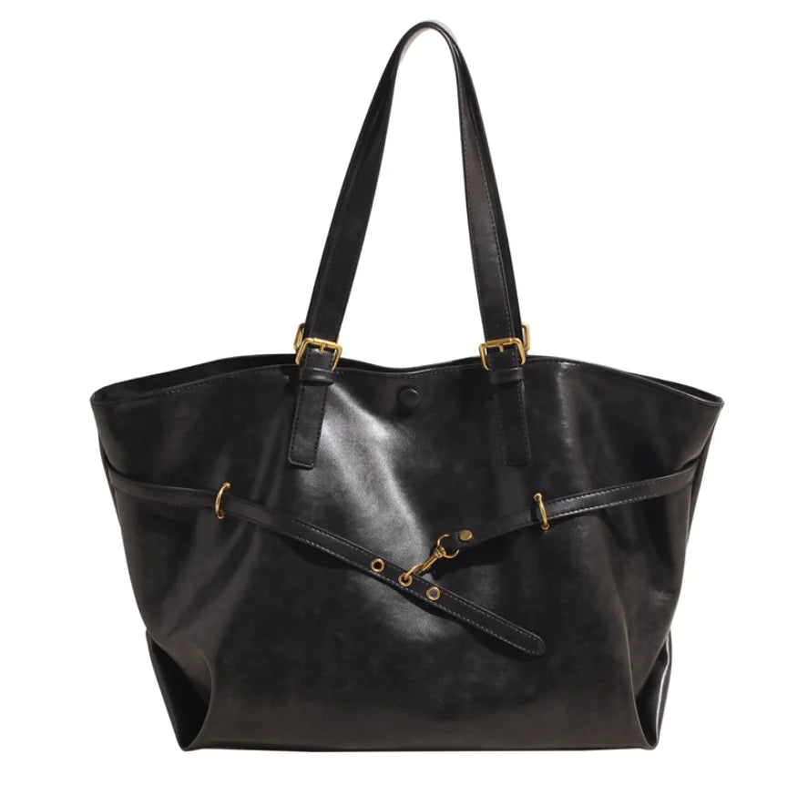 Sac à épaule rétro similicuir noir