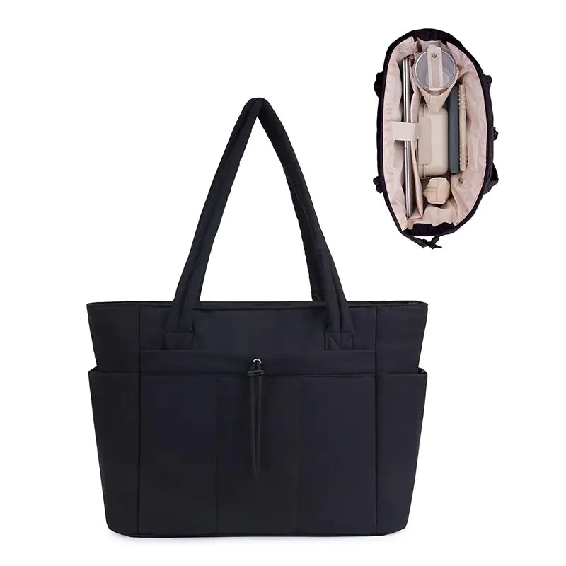 Sac cabas nylon noir grande capacité