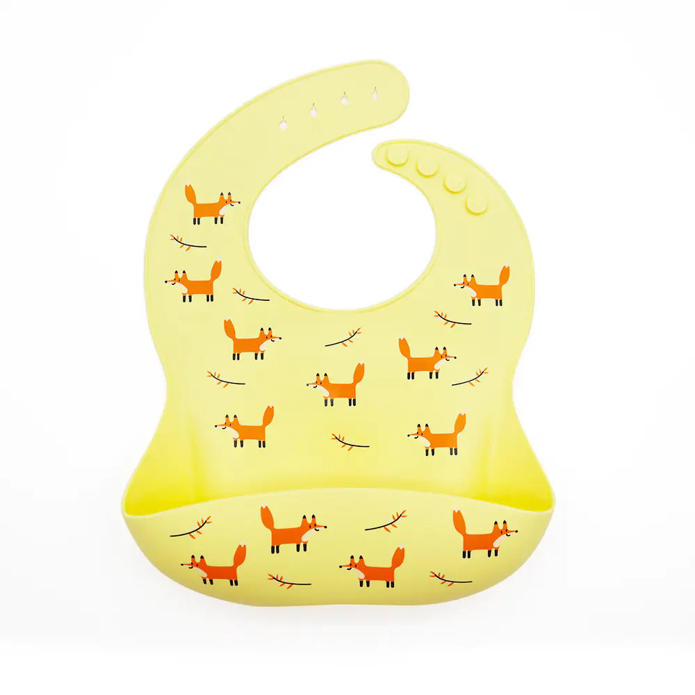 Bavoir bébé imperméable en silicone avec poche de récupération